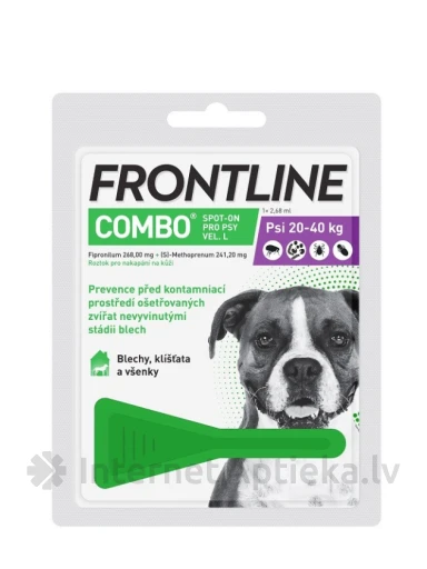 Frontline Combo Spot-on Dog L šķīdums pilināšanai uz ādas suņiem 2,68 ml, 1 pipete | internetaptieka.lv