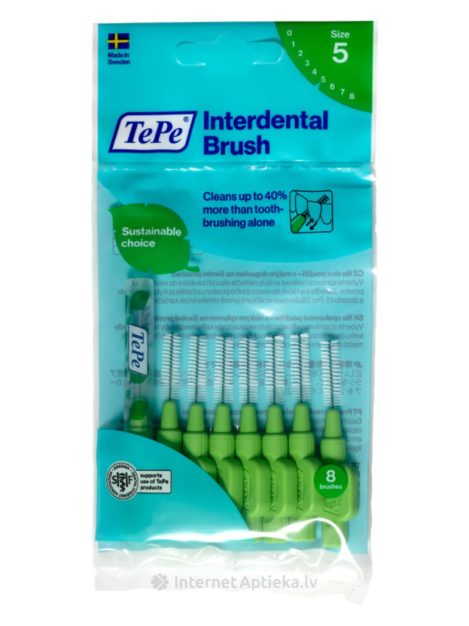 TEPE Interdental Brush hambavaheharjad 0,8 mm, roheline, 8 tk | internetaptieka.lv