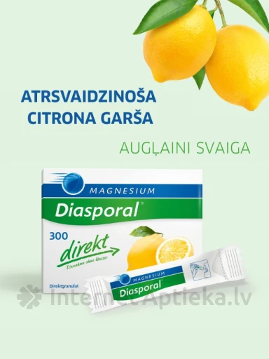 Magnesium Diasporal 300 direkt (magnijs) ar citronu garšu, 20 paciņas | internetaptieka.lv