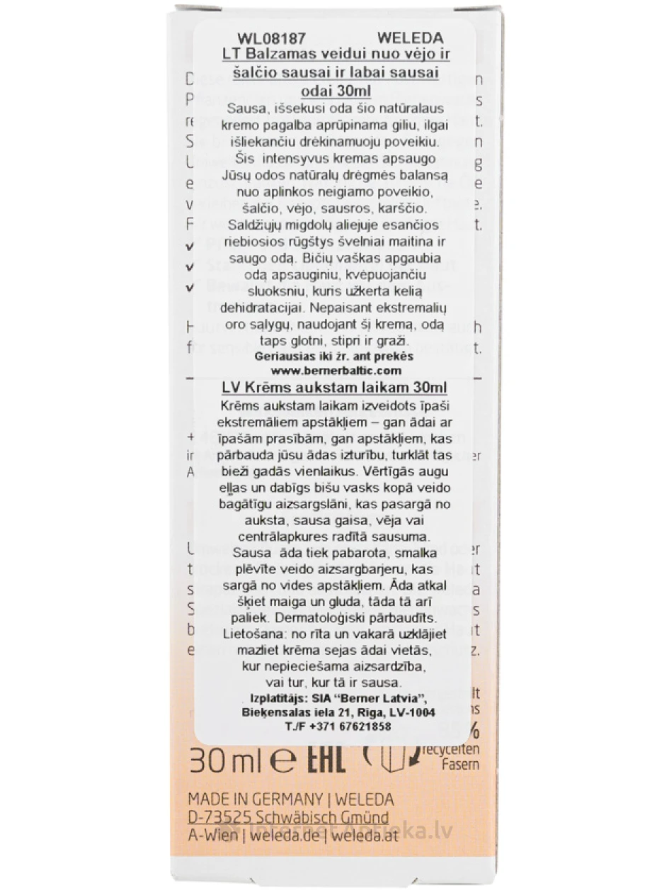 Weleda aizsargkrēms skarbos laika apstākļos, 30 ml | internetaptieka.lv