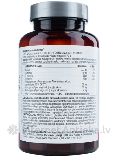 New Nordic Magnesium malate, 90 kapsulas | internetaptieka.lv