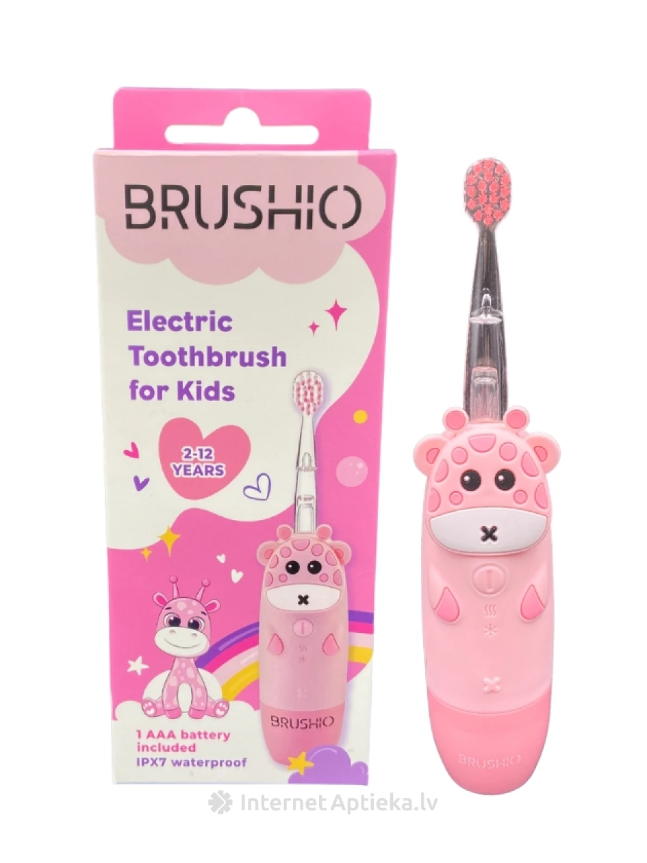 Brushio rozā elektriskā zobu birste bērniem | internetaptieka.lv