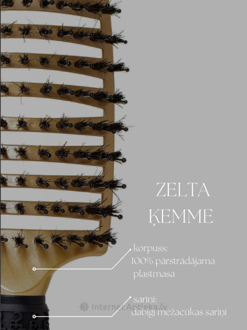 ONE:ZERO matu ķemme zelta tonī ar dabīgiem sariņiem | internetaptieka.lv