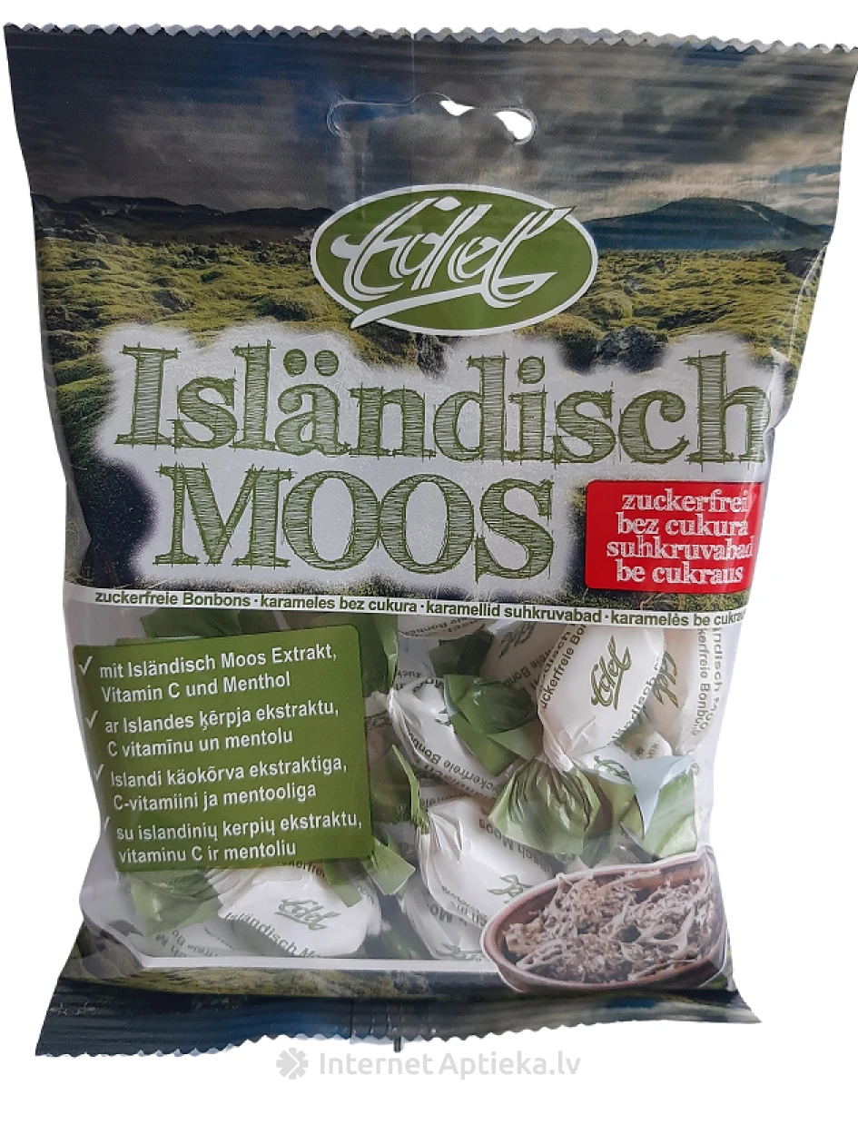 Edel islandes ķērpis konfektes bez cukura, 70 g | internetaptieka.lv