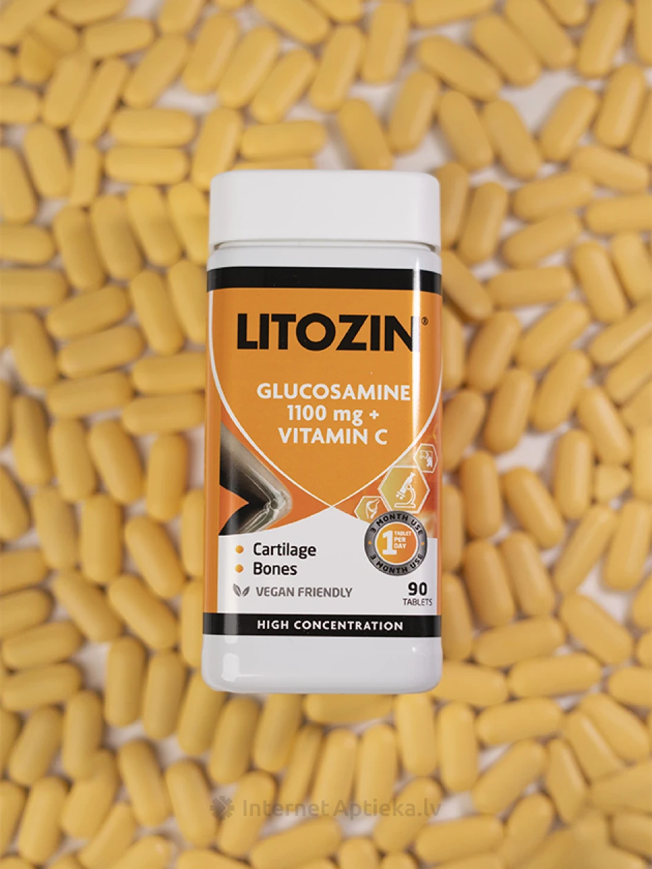 Litozin glükoosamiin 1100mg + C-vitamiin, 90 tabletti | internetaptieka.lv