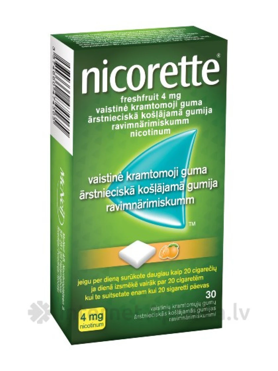 Nicorette Freshfruit 4 мг, 30 жевательных резинок | internetaptieka.lv