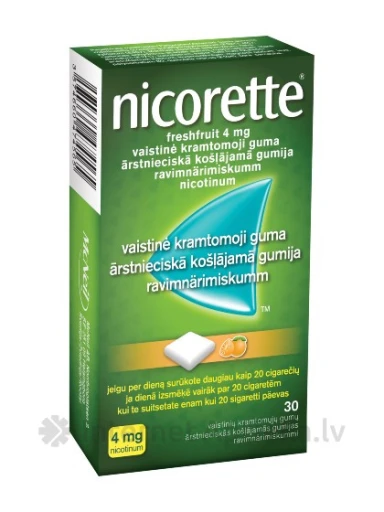 Nicorette Freshfruit 4 мг, 30 жевательных резинок | internetaptieka.lv