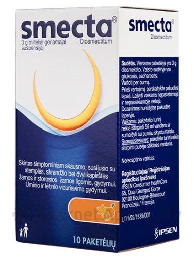 Smecta pulveris ar apelsīnu garšu, 10 paciņas | internetaptieka.lv