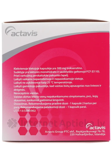Troxevasin 300 mg, 100 kapsulas | internetaptieka.lv