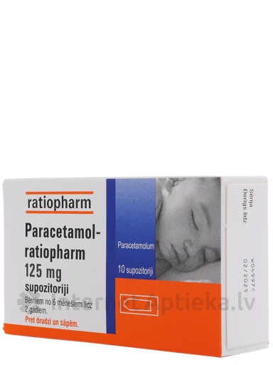 Paracetamols Ratiopharm 125mg, 10 supozitoriji | internetaptieka.lv
