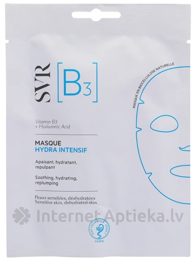 Увлажняющая биоцеллюлозная маска SVR MASQUE B3 INTENSIF, 1 шт. | internetaptieka.lv