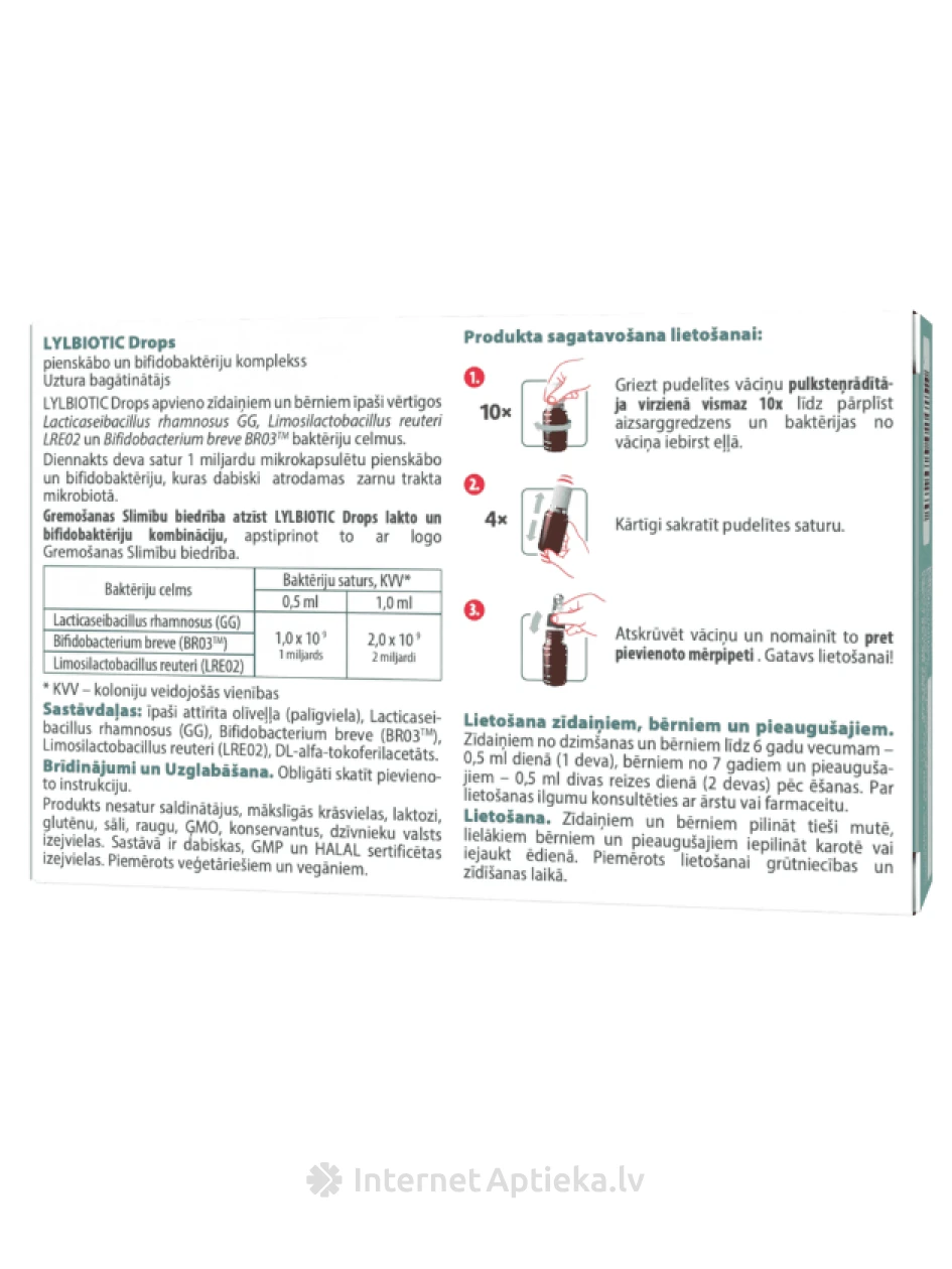 LYLBIOTIC Baby Drops капли для детей, 10 мл | internetaptieka.lv