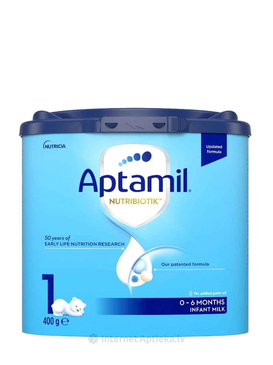 APTAMIL 1 NUTRIBIOTIK Piena maisījums 0-6 mēn., 400 g | internetaptieka.lv