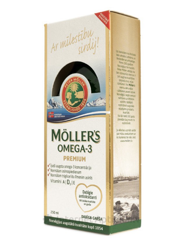 Möller's Omega3 Premium zivju eļļa, 250 ml