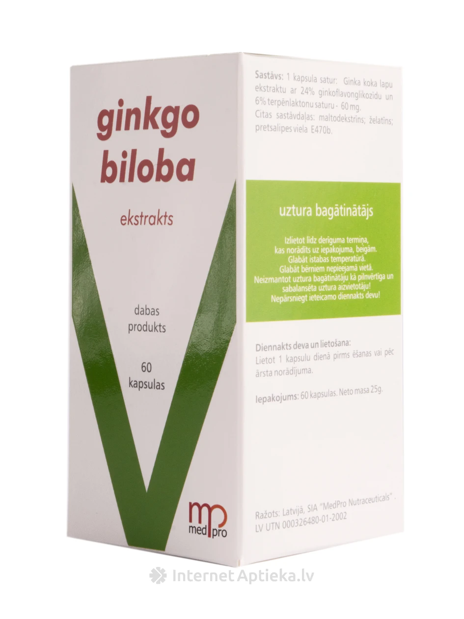 Medpro Ginkgo biloba ekstrakts, 60 kapsulas | internetaptieka.lv