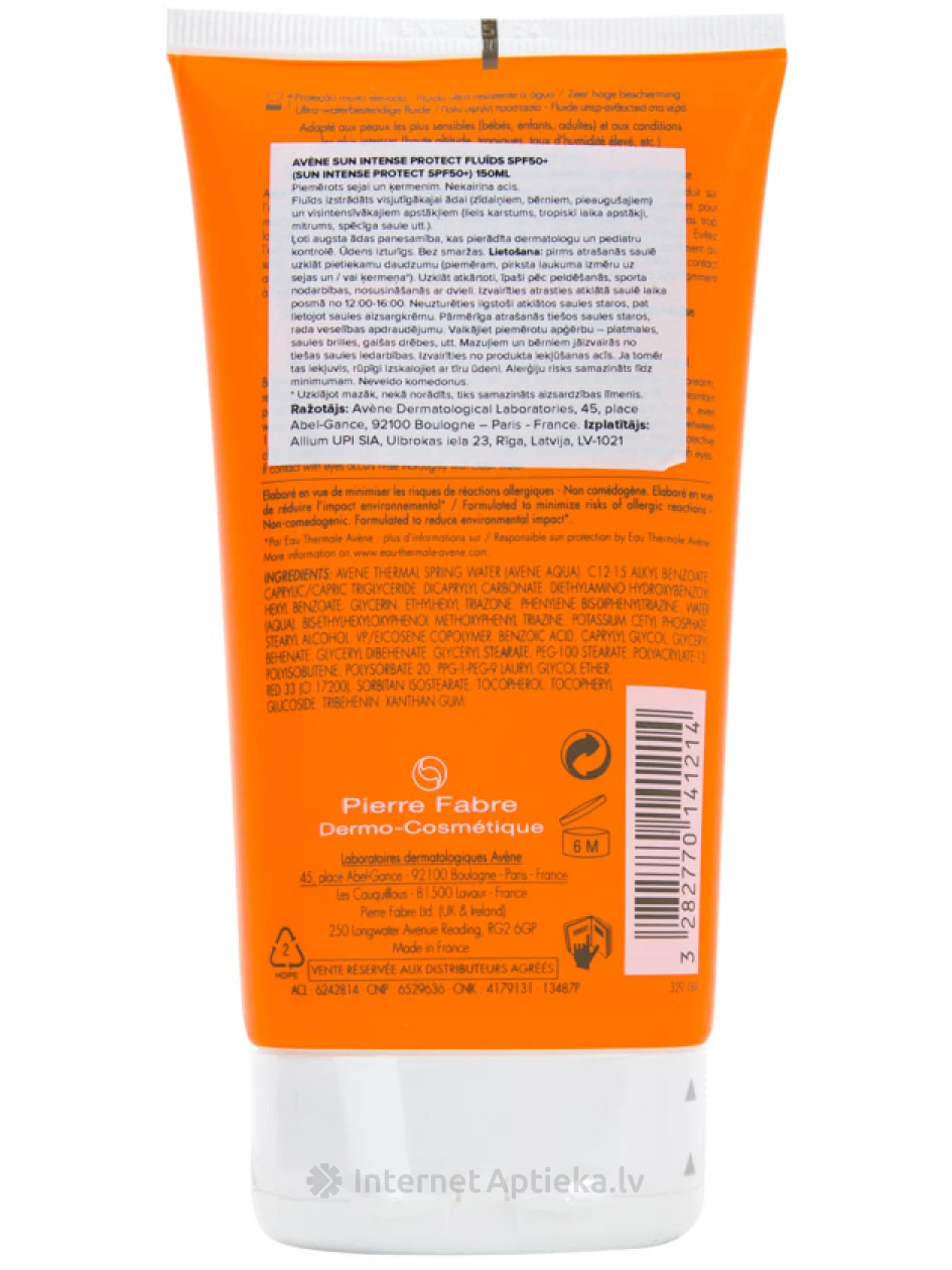 Avene SUN intensiivne kaitse SPF50+, 150 ml | internetaptieka.lv