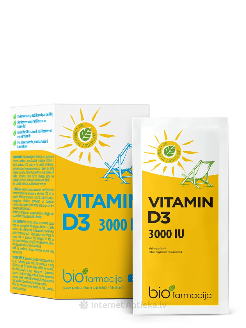 Biofarmacija Vitamīns D3, pulveris, 20 paciņas | internetaptieka.lv