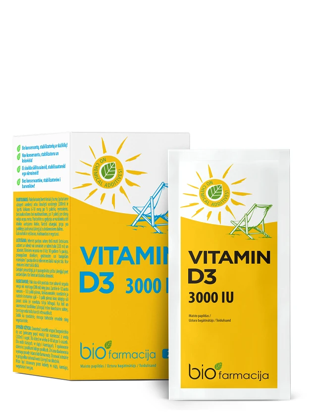 BIOFARMACIJA Vitamīns D3 pulveris, 20 paciņas