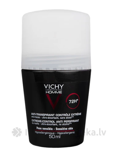 Vichy Homme Дезодорант шариковый для мужчин от избыточного потоотделения, 50 мл | internetaptieka.lv