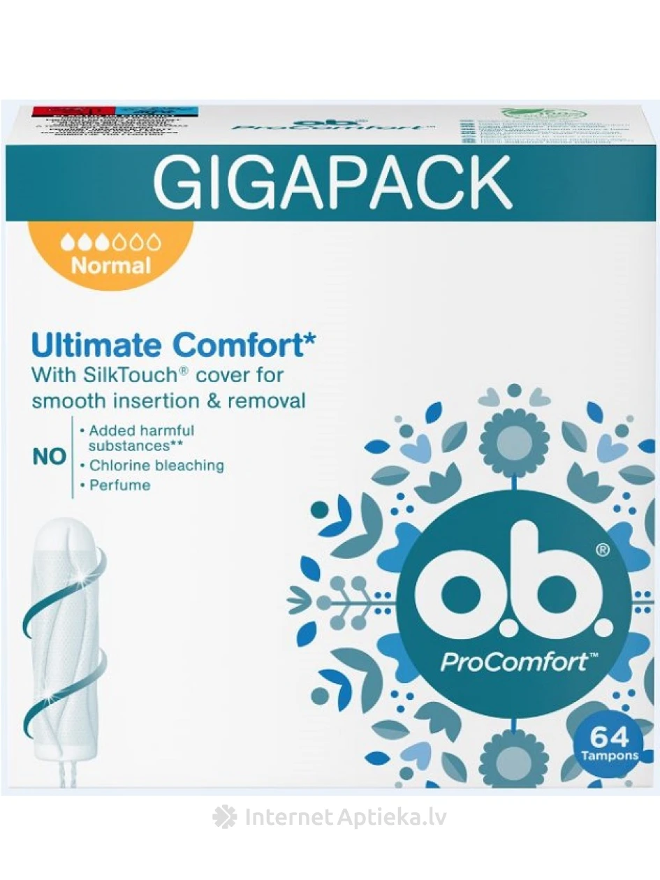 O.B. Тампоны  "Procomfort™" Normal, 64 шт. | internetaptieka.lv