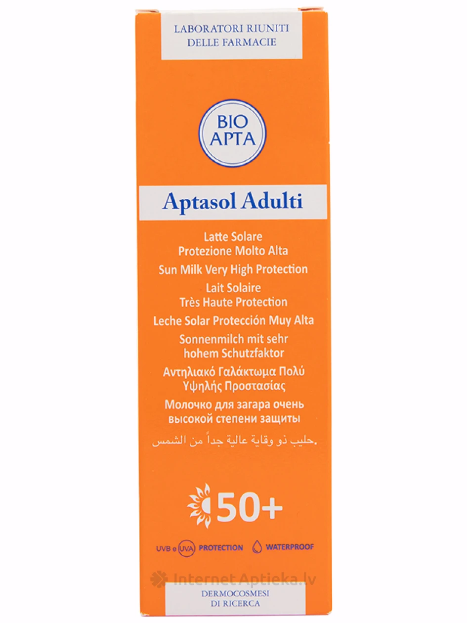 Bioapta Aptasol Adulti 50+ saules aizsardzības pieniņš, 125 ml | internetaptieka.lv
