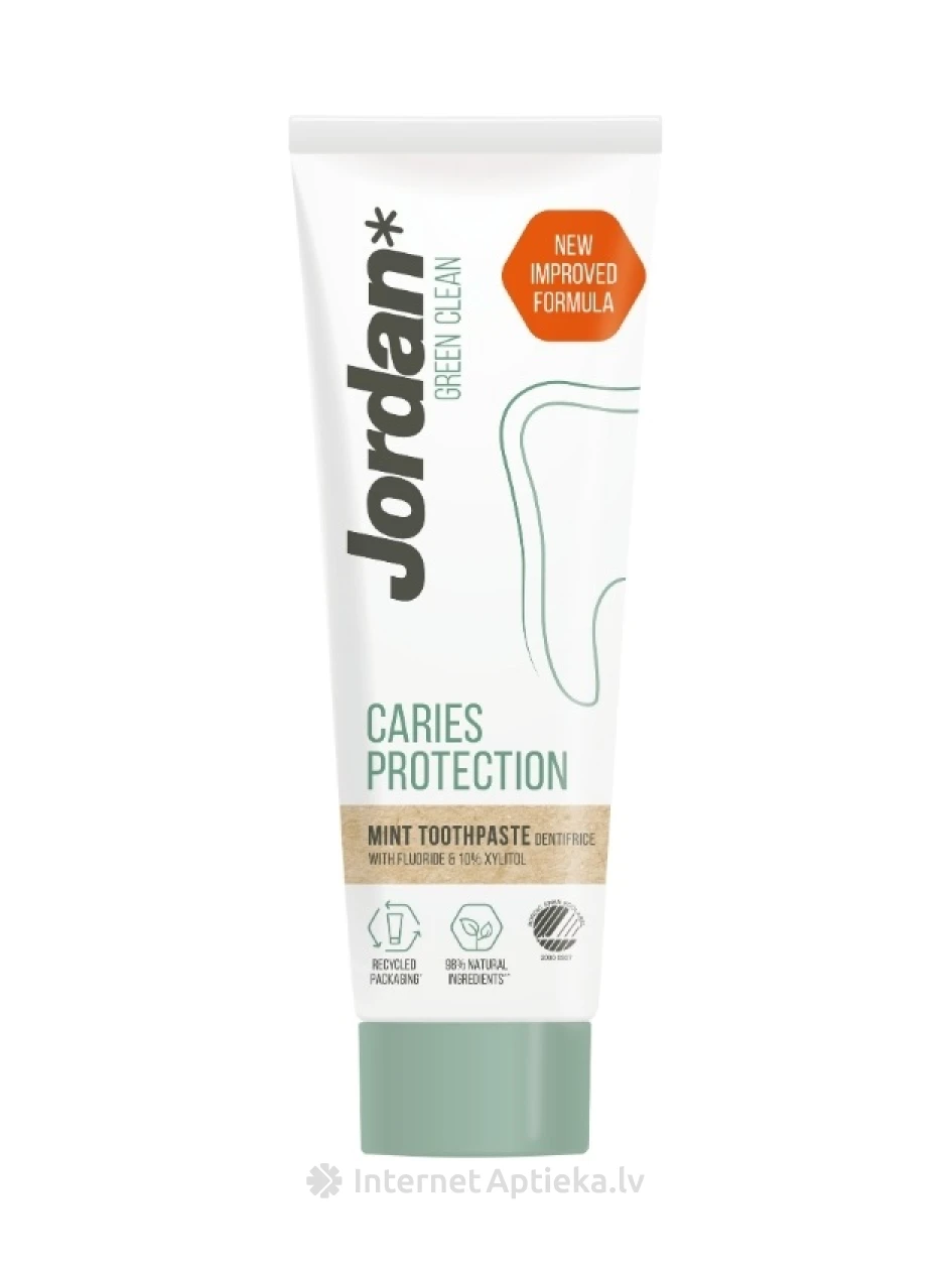 JORDAN Green Clean Caries Protection zobu pasta, 75 ml | internetaptieka.lv