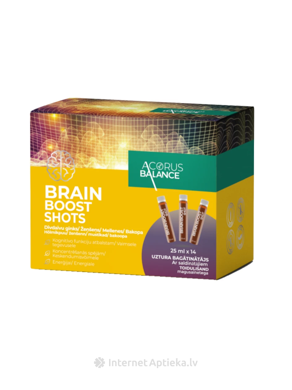 Acorus Balance Brain Boost ампулы для работы мозга 25мл, 14 шт. | internetaptieka.lv
