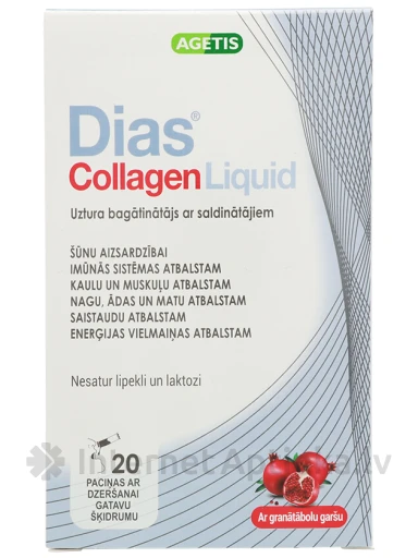 Dias Collagen Liquid со вкусом граната, 20 шт. | internetaptieka.lv
