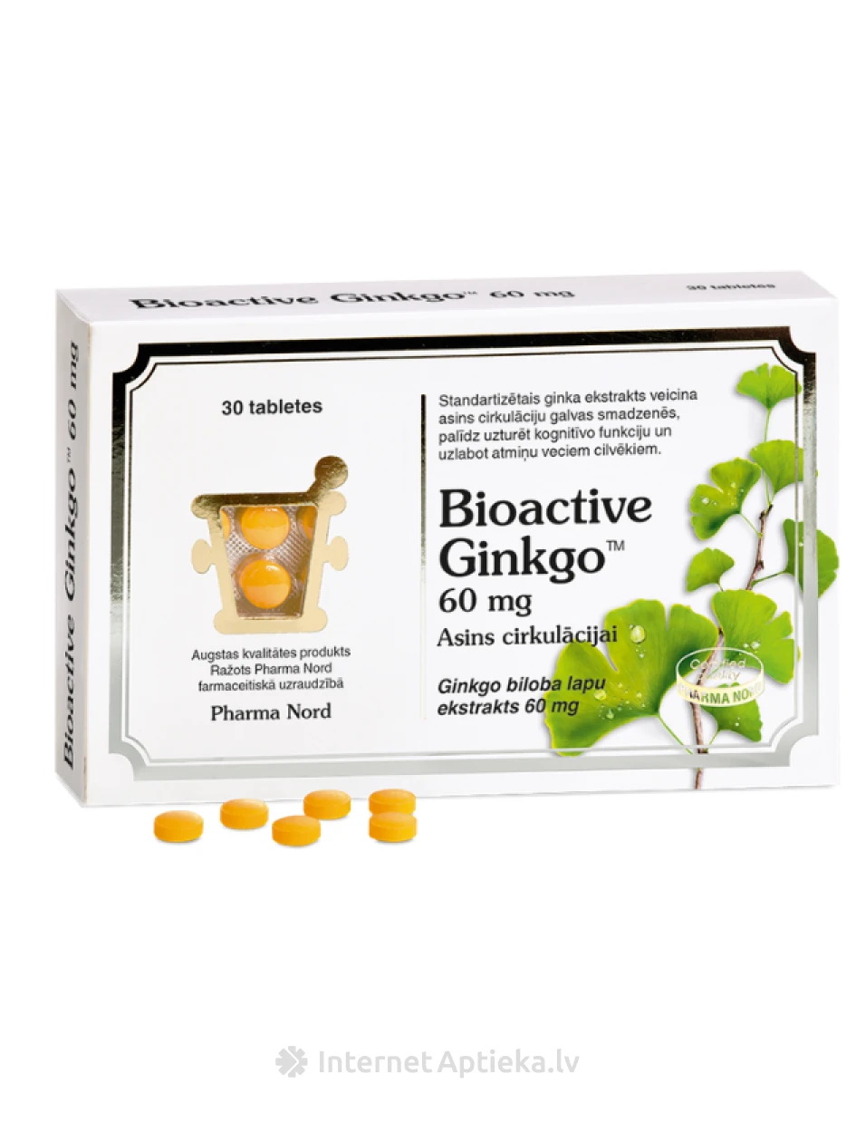 BioActive Ginkgo 60 mg, 30 tabletti | internetaptieka.lv