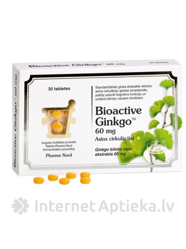BioActive Ginkgo 60 mg, 30 tabletti | internetaptieka.lv
