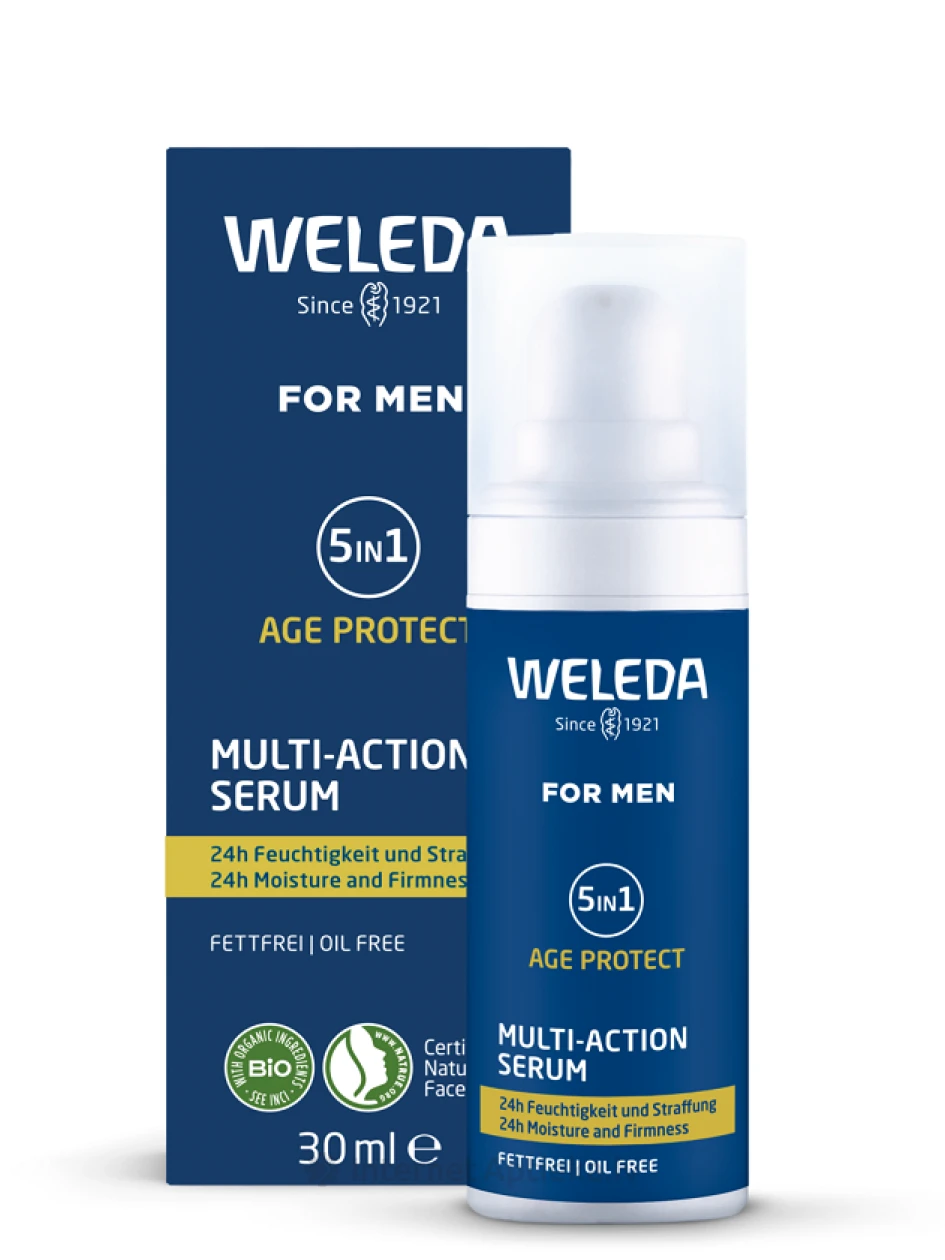 Weleda For Men 5in1 Age Protect Multi-Action mitrinošs serums, 30 ml | internetaptieka.lv