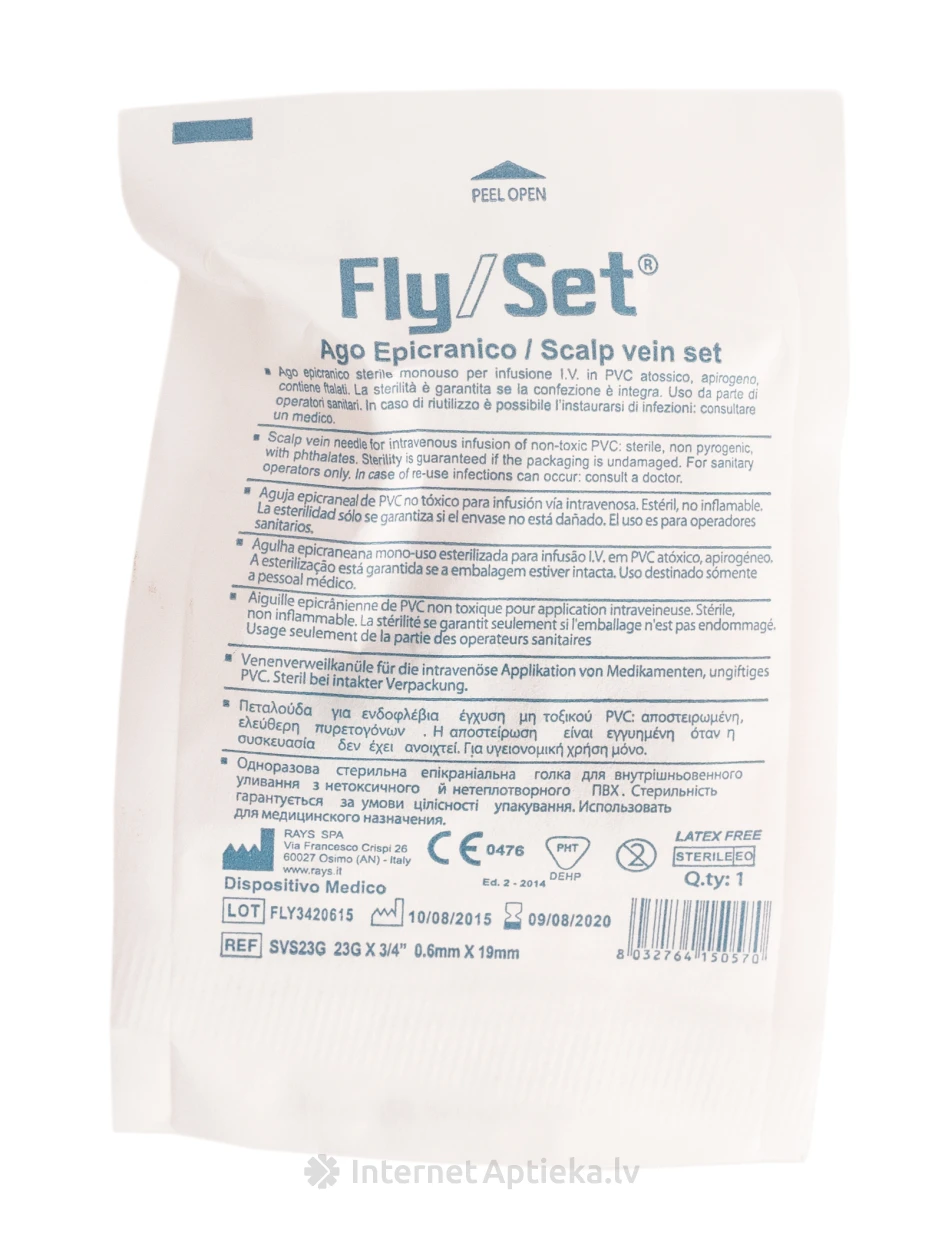 Katetrs tauriņveida Fly/Set 23G 0.6 x 19 mm, 1 gb. | internetaptieka.lv