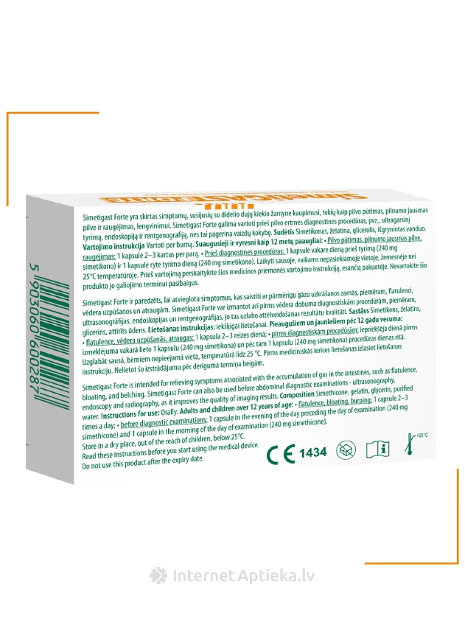 Simetigast Forte 240 мг, 10 капсул | internetaptieka.lv