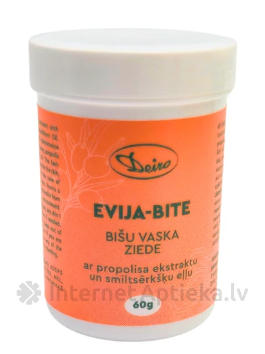Deiro EVIJA-BITE Mesilasvaha salv taruvaiku ekstrakti ja astelpajuõliga, 60 g | internetaptieka.lv