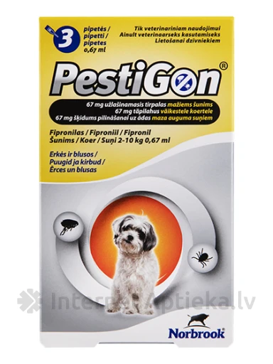 Pestigoni lahus kirpude ja puukide vastu koertele 2-10 kg, 3 tk. | internetaptieka.lv