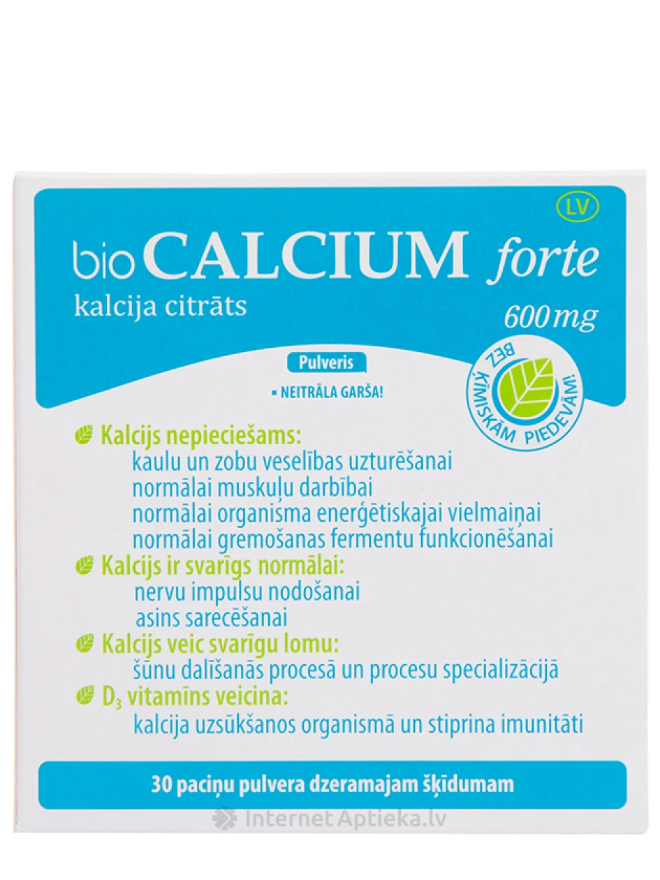 Bio Calcium Forte 600 мг порошок, 30 пакетиков | internetaptieka.lv