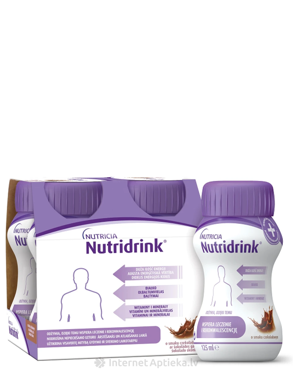 Nutricia Nutridrink ar šokolādes garšu, 4 x 125 ml | internetaptieka.lv