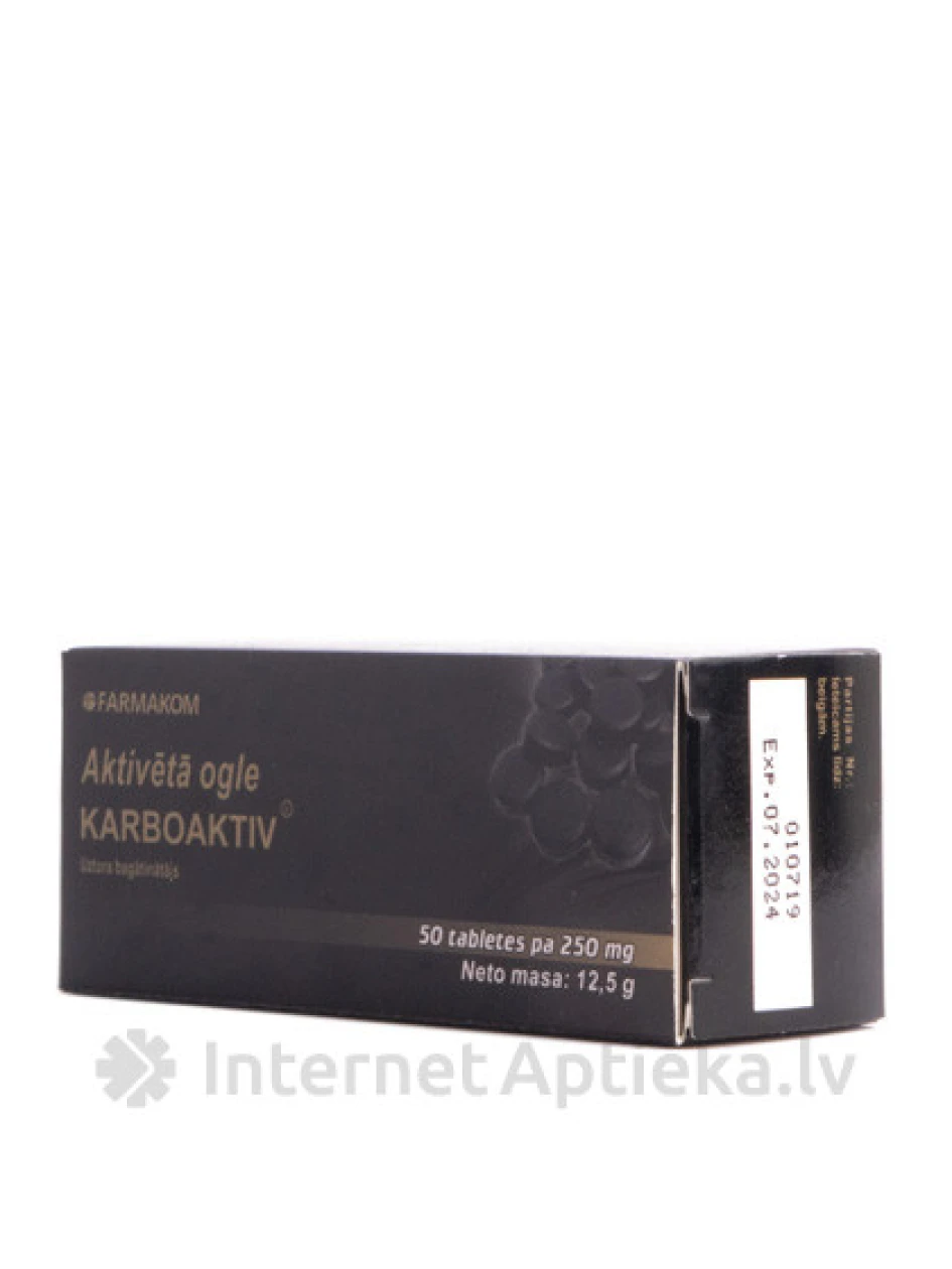 Carbo activitis (aktiivsüsi) 250 mg, 50 tabletti | internetaptieka.lv
