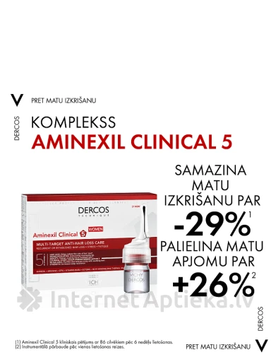 Vichy Dercos Aminexil средство от выпадения волос для женщин, ампулы, 6 мл x 21 шт. | internetaptieka.lv