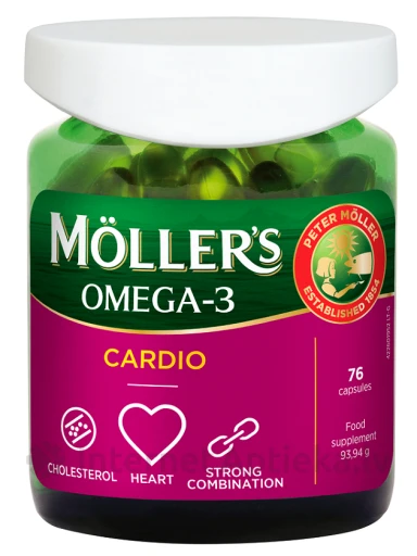 Möller′s Omega-3 Cardio zivju eļļa, 76 kapsulas | internetaptieka.lv