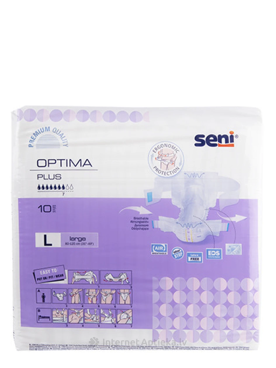 Seni Optima Plus L подгузники для взрослых, 10 шт. | internetaptieka.lv