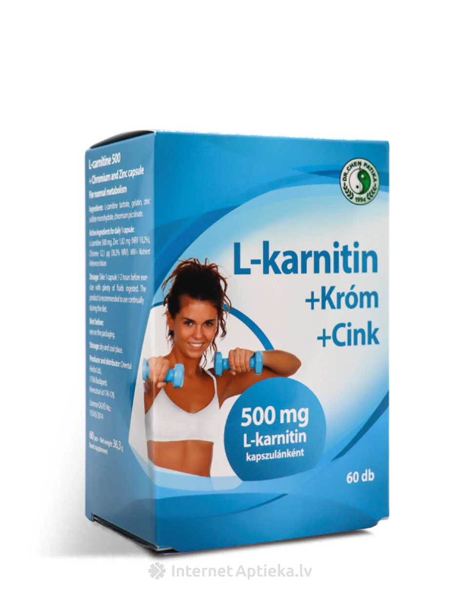 L-Karnitīns+hroms+cinks, 60 kapsulas | internetaptieka.lv