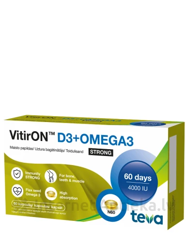 VitirON D3+Omega 3 Strong, 60 kapsulas | internetaptieka.lv