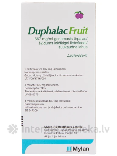 Duphalac Fruit 667mg/ml šķīdums iekšķīgai lietošanai paciņās 15ml, 20 gb. | internetaptieka.lv