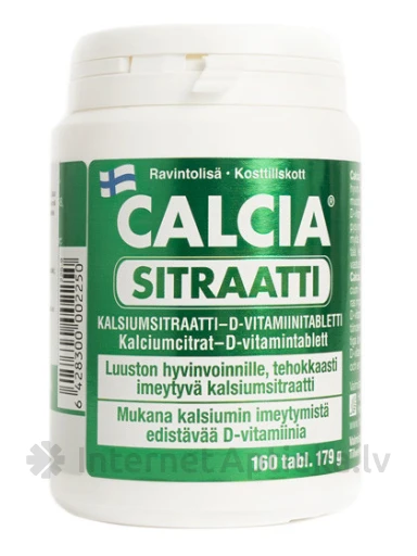 Calcia Sitraatti kalciju citrāts ar D vitamīnu, 160 tabletes | internetaptieka.lv