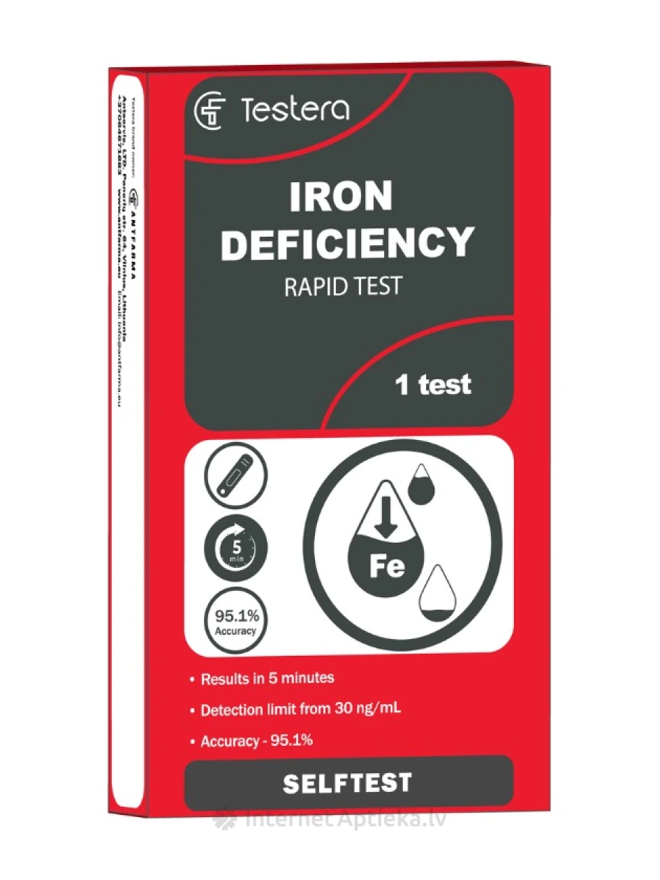 Testera экспресс-тест на определение ферритина кассетный, 1 шт. | internetaptieka.lv