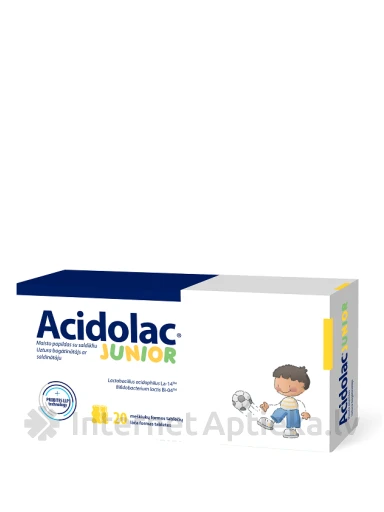 Acidolac® JUNIOR valge šokolaadi maitsega, 20 närimistabletti | internetaptieka.lv