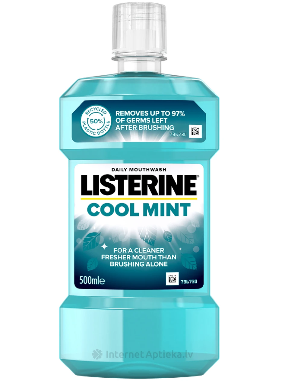 LISTERINE Cool Mint средство для полоскания рта, 500 мл | internetaptieka.lv