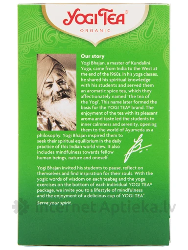 Tēja Yogi Green tea ar citronu un ingveru, 17 paciņas | internetaptieka.lv