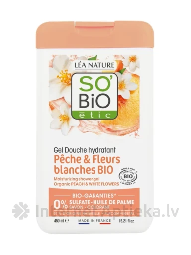 So Bio Mitrinošais dušas gels "Persiks un baltie ziedi", 450 ml | internetaptieka.lv